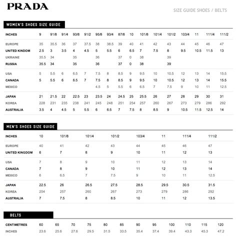 prada sneakers size chart.